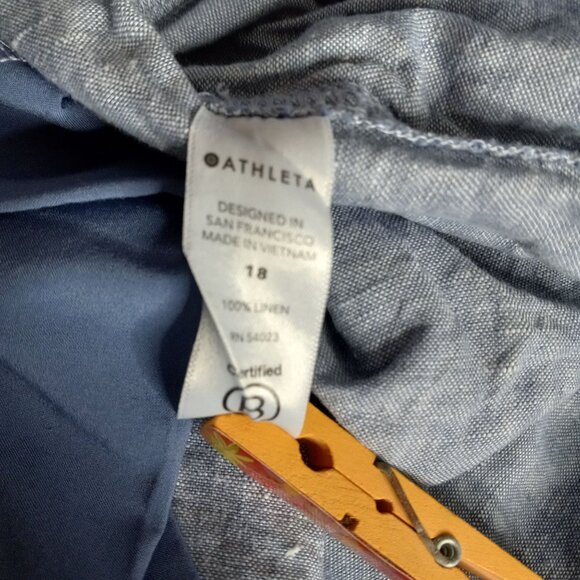 Athleta Size 18 Shorts Cabo Linen Womens Blue Drawstring Elastic Waist Pockets - Picture 5 of 6